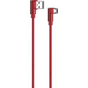 Powertech Angle (90°) / Πλεγμένο καλώδιο USB 2.0 σε micro USB Κόκκινο 1m 