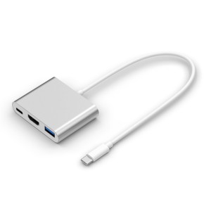 Μετατροπείς Adapter 3In1 Type C ΣΕ USB 3.0,Type C,HDMI Ασημί